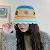 Knitted Basin Hat Autumn Winter Wool Hat Women's Colorful Flower Fisherman Hat