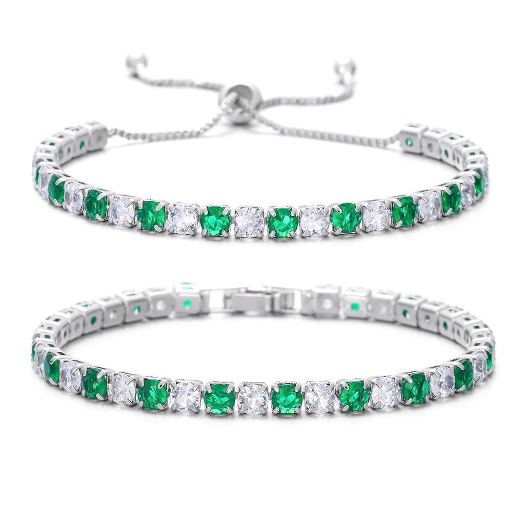 Iridescent Zircon Tennis Bracelet Set - White Gold Plated Fashion Jewelry