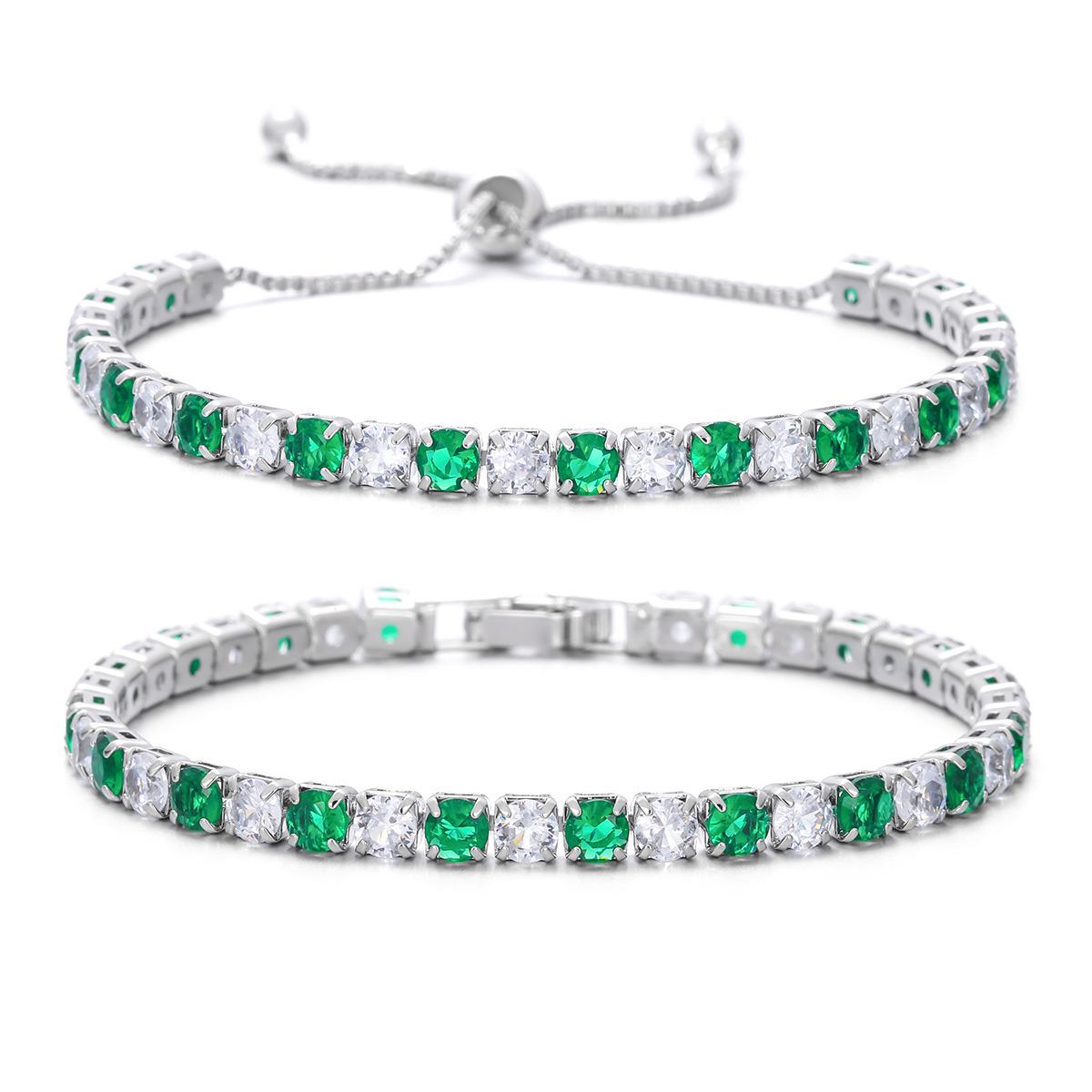 

Iridescent Zircon Tennis Bracelet Set - White Gold Plated Fashion Jewelry біле золото кольору/зелений