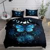 3pcs Neon Butterfly Girl Duvet Cover Set EU Single Double King US Twin Full Queen Size  Bed Linen Set Washed Cotton Duvet Cover