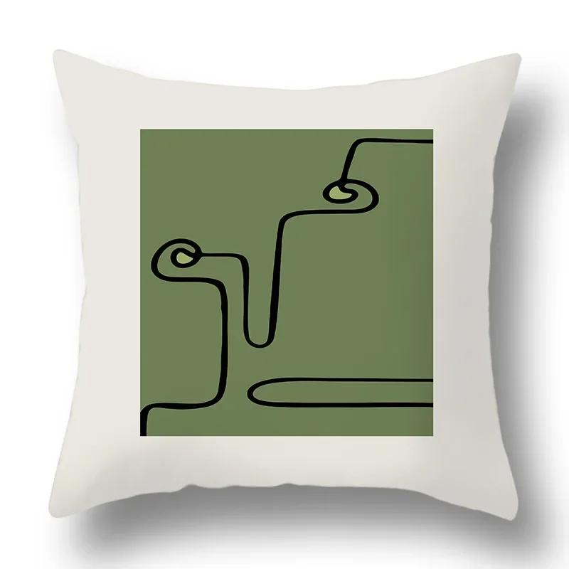 

Зеленый Растение Подушки для дивана Удобная Подушка Офисная Наволочка для подушки Гостиная Домашний декор Современный Принт Наволочка 66x66cm