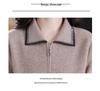 100% Pure Wool Women's Zipper Stand Collar Sweater Coat for Spring and Autumn/Winter Warmth, Ideal for Mid-Aged and Elderly