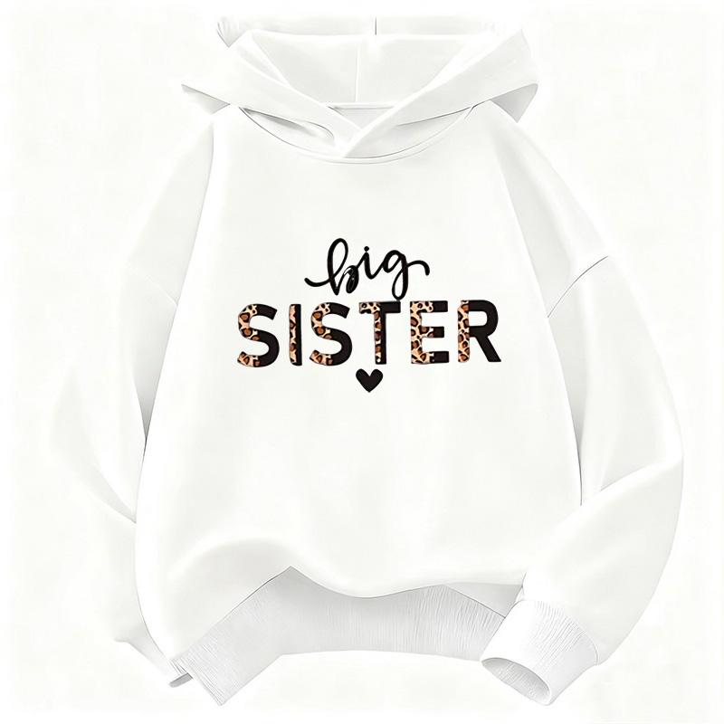 Fashion Big Sister Leopard Print Hoodie Kids Hip Hop Children's Sweatshirt Hoody Casual Hoodies for Boys Girls Clothes