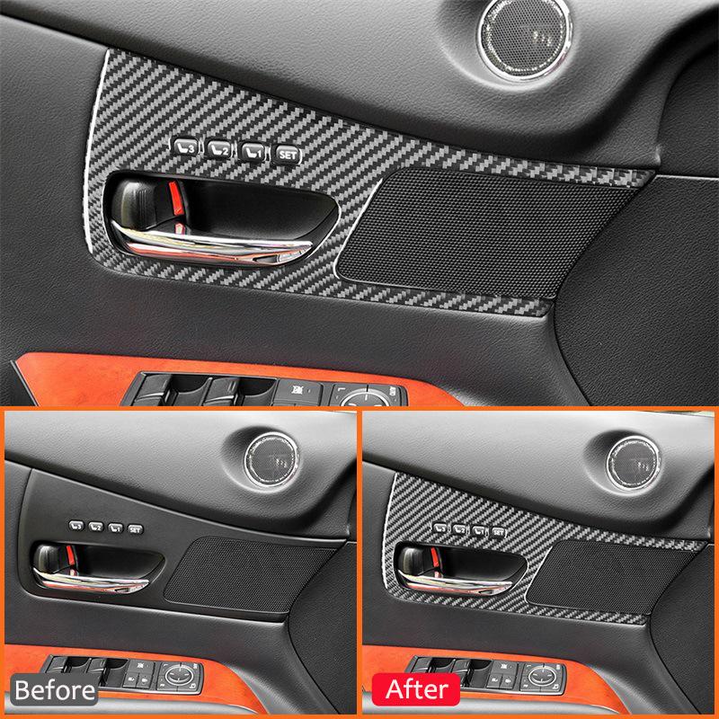 For LEXUS RX350 RX450H 2010-2012 Carbon Fiber Car Inner Door Pull Handle Panel Trim Cover Decoration Sticker Interior Parts
