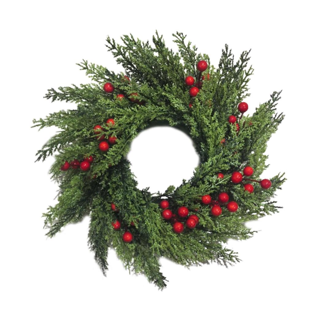 Christmas Wreath Ornament Front Door Winter Holiday Wreath Christmas Garland with Red Berry Clusters for Festival Home Office