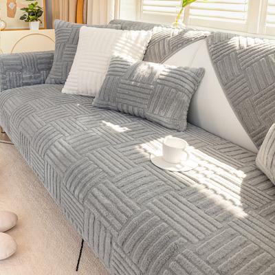 American Style Solid Color Winter Plush Sofa Towel Thicken Plush Soft and Smooth Sofa Covers Living Room Anti-slip Couch Cover