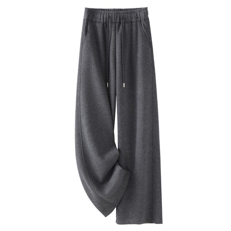 

Women s High-Waisted Gray Wool Wide-Leg Pants: 2024 Fall/Winter Slimming Casual Style M сірий колір