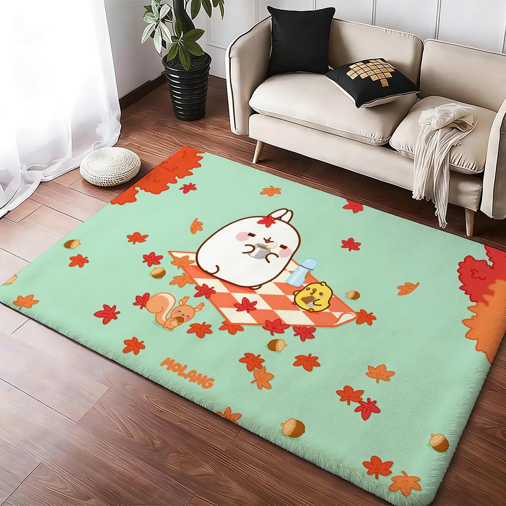 Cartoon Cute M-Molang Floor Mat Cozy Flannel Soft Thick Non-Slip Mat For Living Room Bedroom Kitchen Decor Rugs