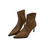 Pointed Short Boots Women's Autumn and Winter 2025 New Boots Fleece Short Boots Niche Thin Women's Boots Thin Heels High Heels
