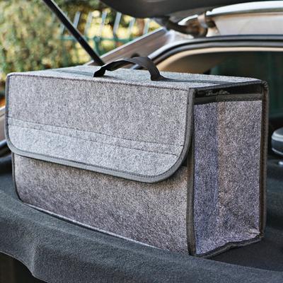 Gray Anti Slip Car Trunk Organizer Bag Multi Compartment Soft Felt Storage Box for Boot Tools & Auto Accessories