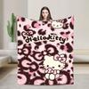 Leopard Hello Kitty Cartoon Blankets Coral Fleece Plush  Winter  Portable Lightweight Throw Blankets for Bed Outdoor Quilt