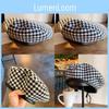 Classic Beret Houndstooth Womens Flat Top Hat In Black Summer Edition