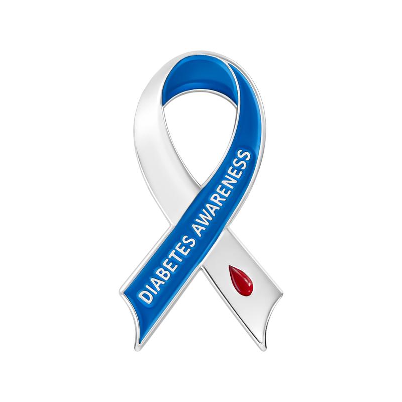 

Diabetes Awareness Enamel Pin Blue White Ribbon Disease Focus Advocacy Brooch Lapel Badge Jewelry Accessories Gift for Friend