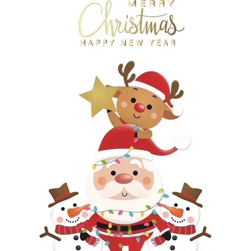 Decor de Petrecere Stil Serie de Crăciun Autocolant de Perete Moș Crăciun Elan Om de Zăpadă Ușă Frigider Autocolant Autocolant pentru Geam Ornamente de Perete