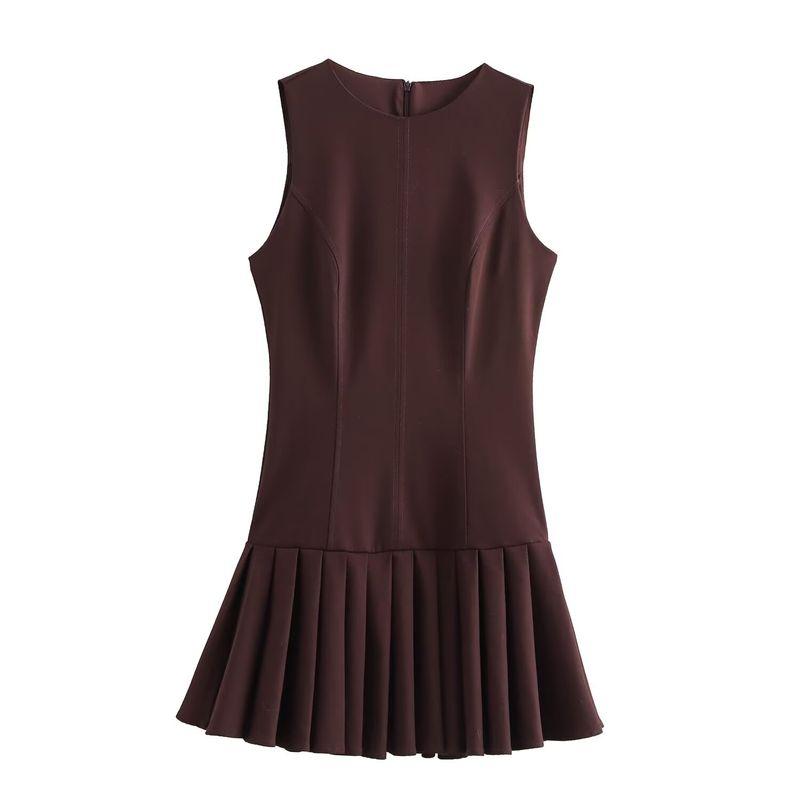 

Kaslead New Arrival Women s Clothing Fashion Style Fashion Minimalist Wide Pleated Mini Dress 3152266 Burgundy L