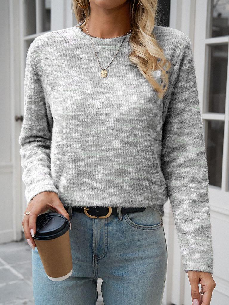 2025 New European & American Style Colored Striped Mohair Sweater – Women's Loose Round Neck Knitwear, Autumn/Winter Long Sleeve
