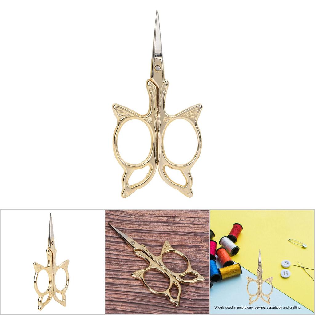 1pc Antique   Stainless Steel Tailor Scissors Household   Sewing Accessories (Gold)