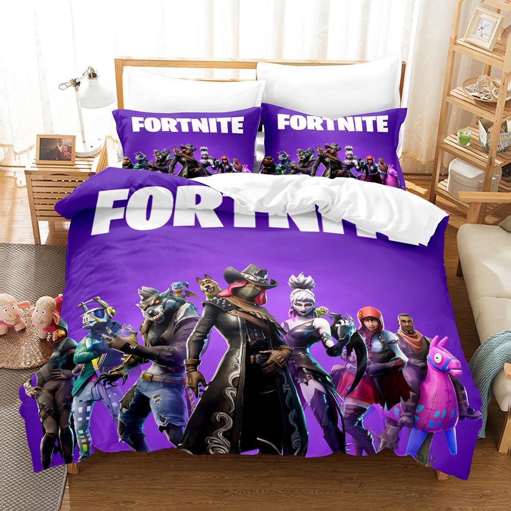Cartoon Game Mini World Fortnite Quilt Set Three-Piece Digital Printing Three-Piece Set