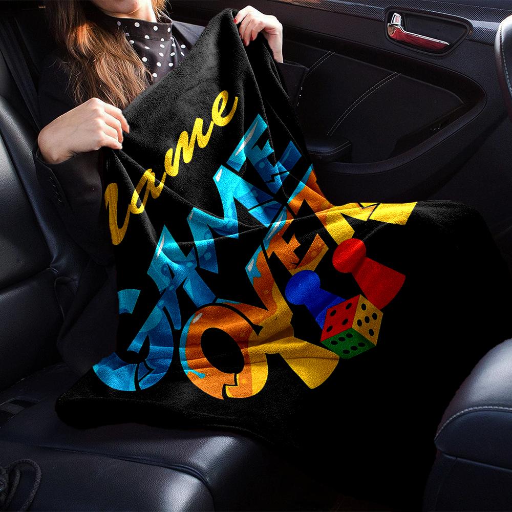 Custom Name Game Controller Theme Printed Blanket - Perfect for Couch, Bed, Travel & Outdoor Use | Machine Washable, Cozy & Durable.