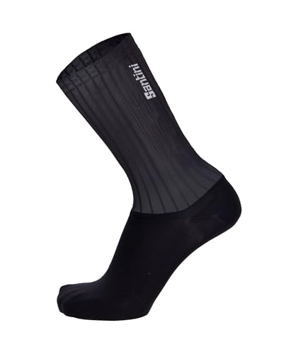 Santini MADSS Breathable Cycling Socks with Silicone Grippers, Unisex, Black (Sizes M-L) SP660TTMADSS [Authentic]