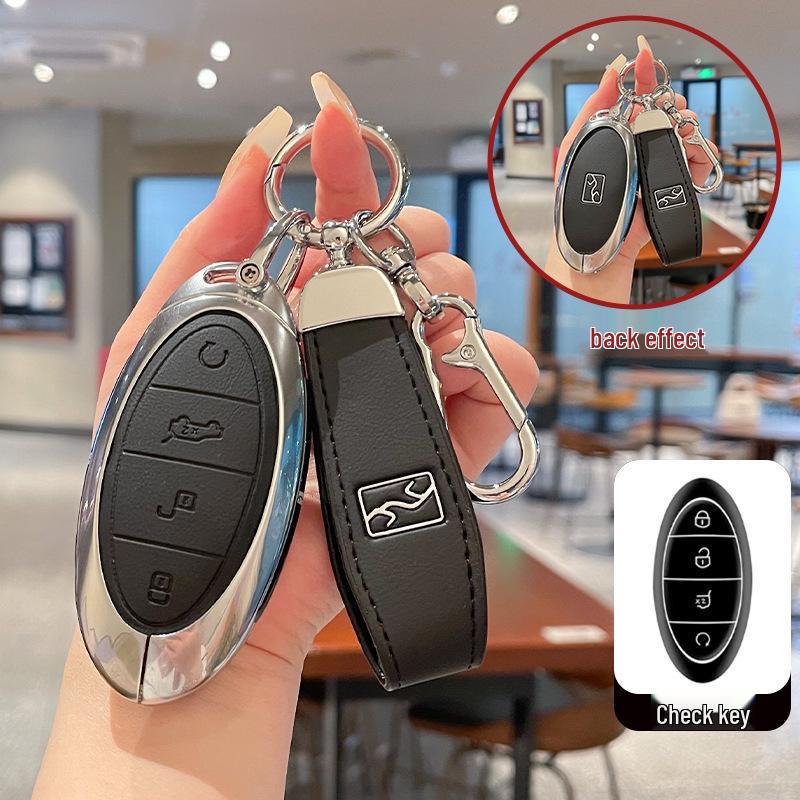 2025 BYD Yangwang U8/U7/U9 Key Case: Metal & Leather Car Remote Protection Shell