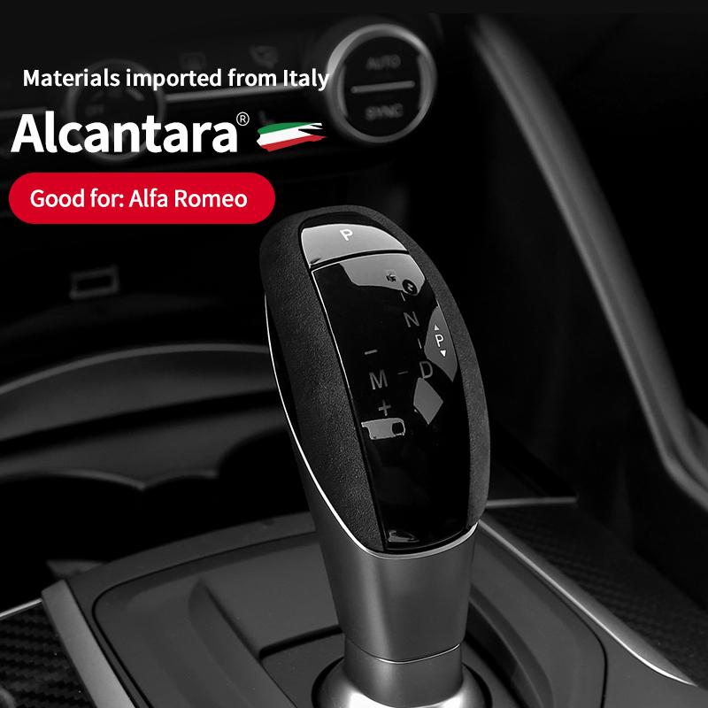 car suede leather gear shift knob cover trim frame F For Alfa Romeo Stelvio 2017 2018 Giulia 2016 2017 2018 interior decorations