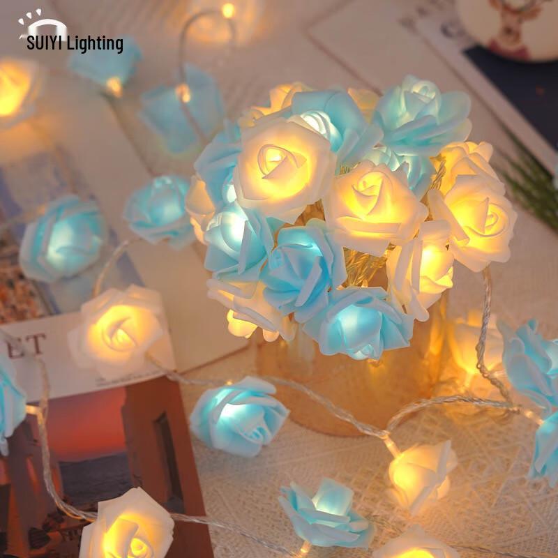 Romantic LED Rose Flower String Lights 3m 20 Lights, Battery Powered