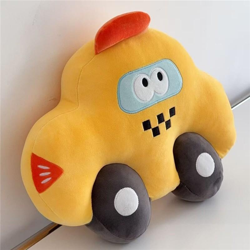 Cartoon Police Cars Taxis Cushion With Plush Fabric For Living Room Sofa Lounge Use