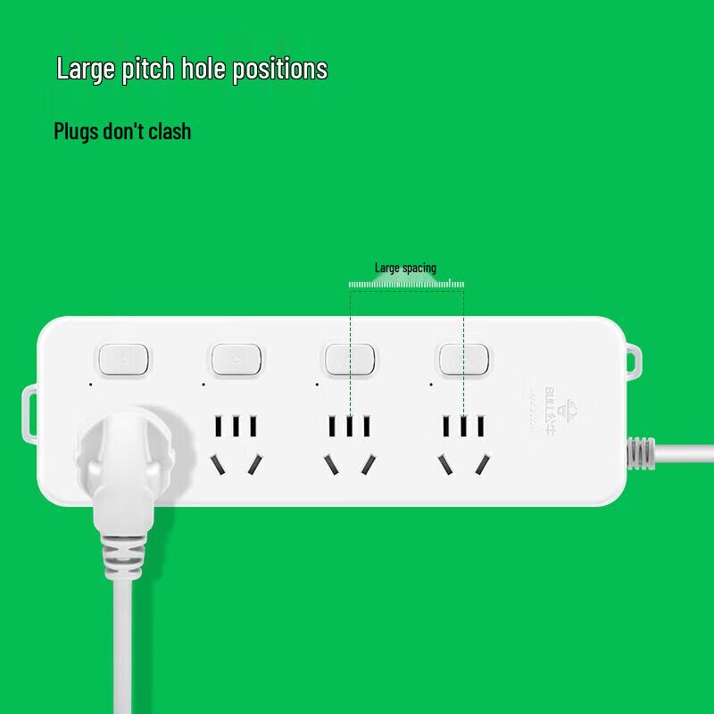 BULL GN-312 5-Outlet Individually Controlled Power Strip with 3m Cord