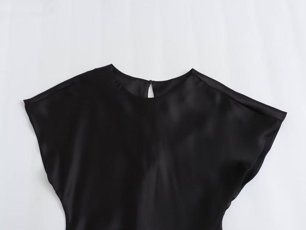 ZARZ European & American Style Versatile Women's Silk Satin Midi Dress