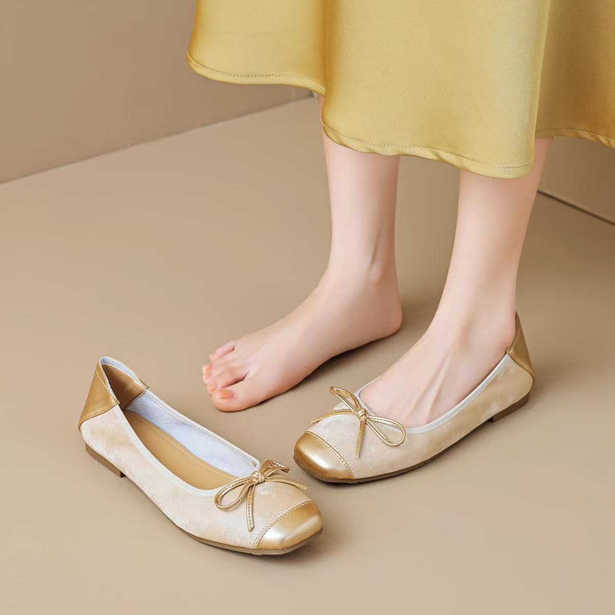 

French flat-soled beautiful single shoes women s soft leather summer and autumn 2025 new soft-soled one-pedal egg roll shoes soft-soled small le 35 шампанського