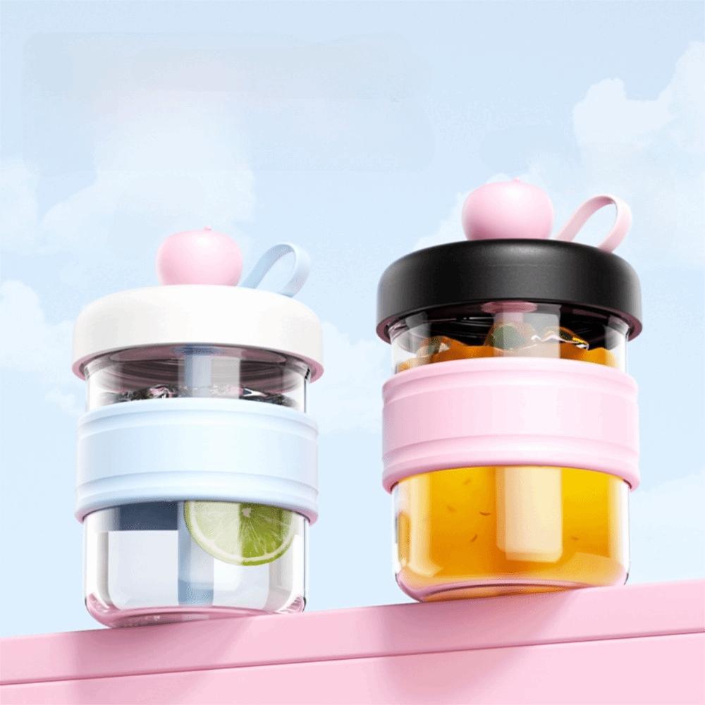 Leak-Proof Ice Coffee Cup Non-slip Cup Sleeve Straw Cup Portable Glass Water Bottle  Office