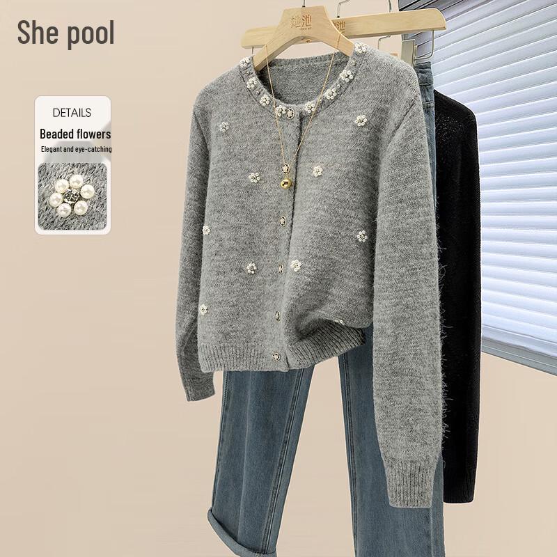 

Shechi Women s Elegant Beaded Knit Cardigan S