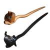 Headpiece Sandalwood Cat Hairpin Vintage Blackwood Kitty Hair Stick Unique   Hanfu Accessory