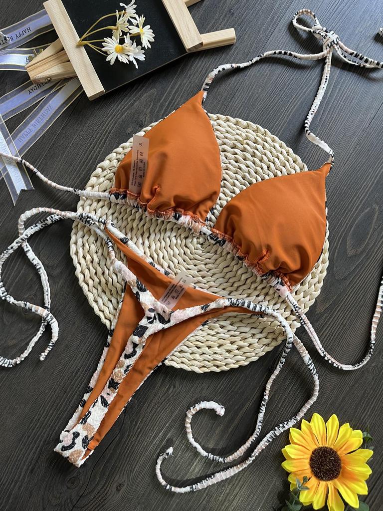 2024 European & American Stylish Bikini: Special Fabric Print, Sexy Beach Swimsuit for Women