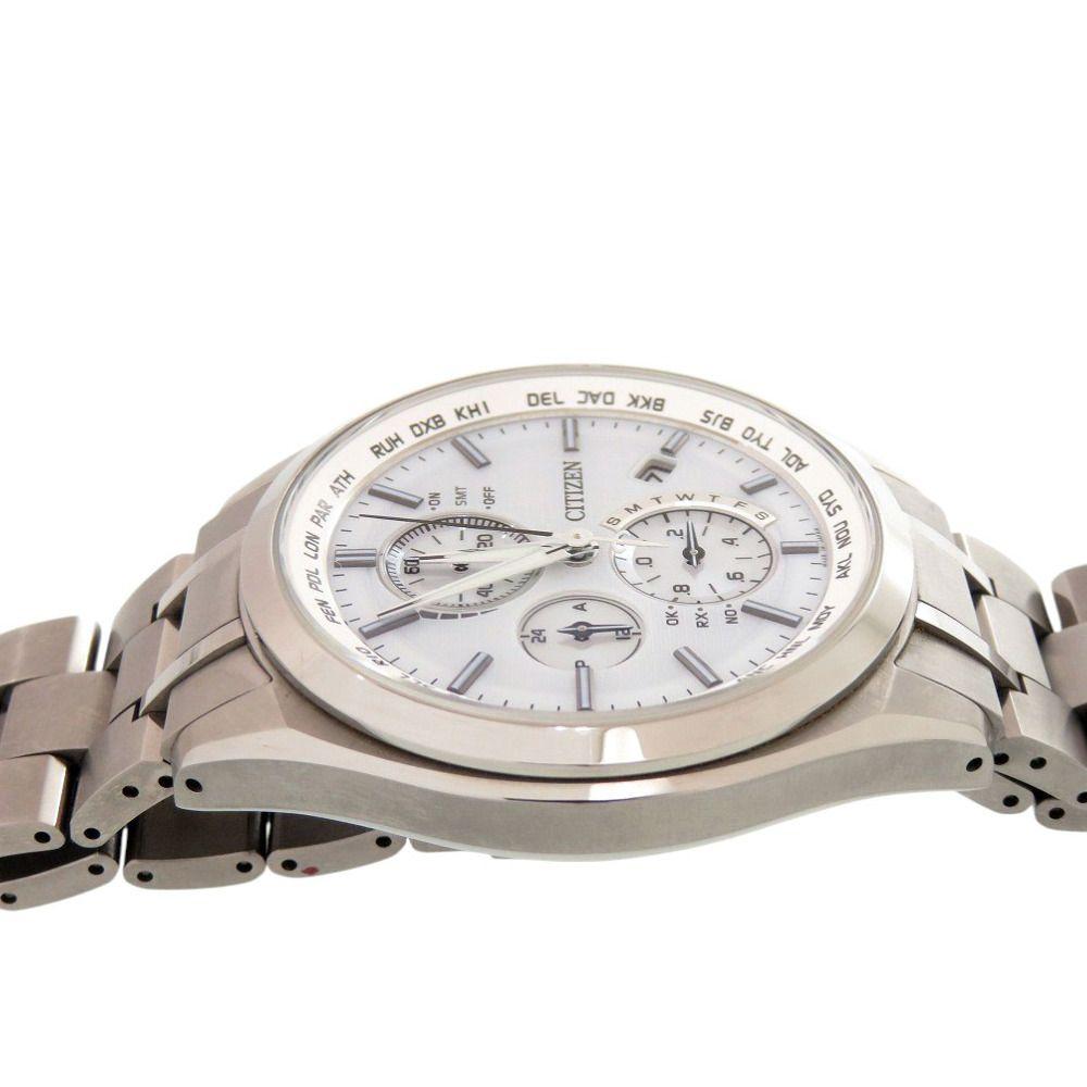 Used Good Condition Citizen Atessa H804-T018696 Titanium Light Blue Solar Radio Eco Drive Watch 0539 CITIZEN