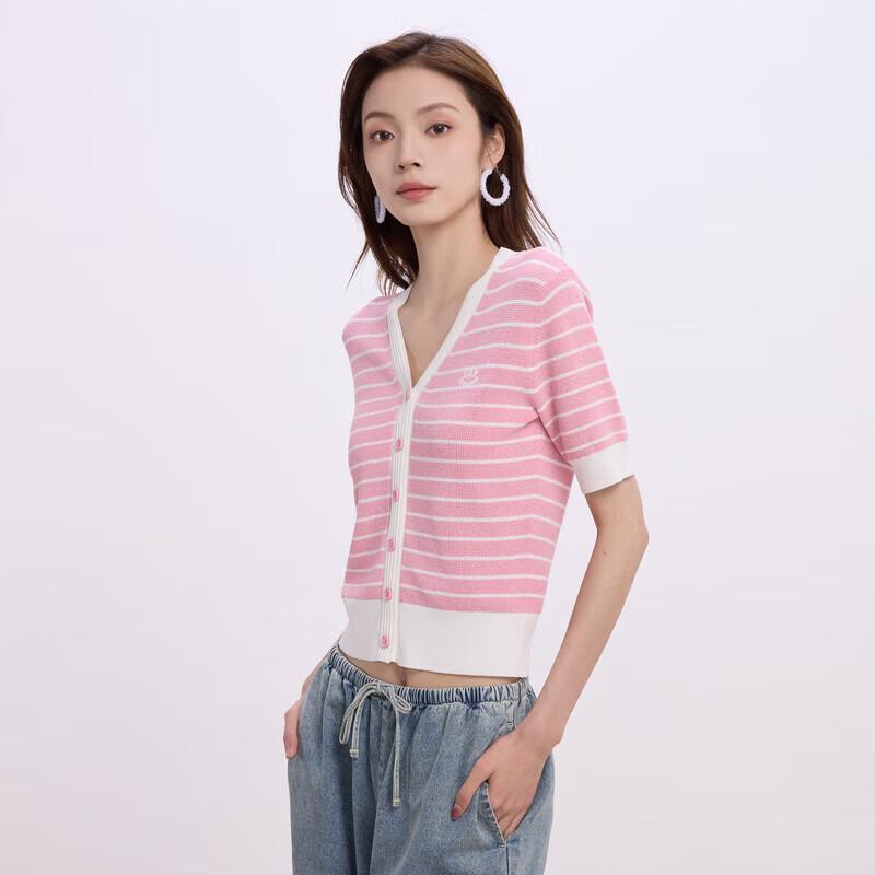 GAP Women's Embroidered Logo Color Block Stripe Knit Top