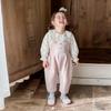 2026 Spring Korean-Style Floral Long-Sleeve Shirt & Top Set for Girls
