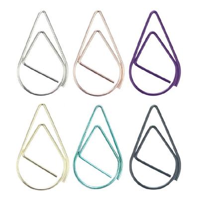 100 stk Kreative Metal Brevpressere Dekorative Papirclips Vanddråbeformede Papirclips Bogmærker Holdere til Kontor Skole