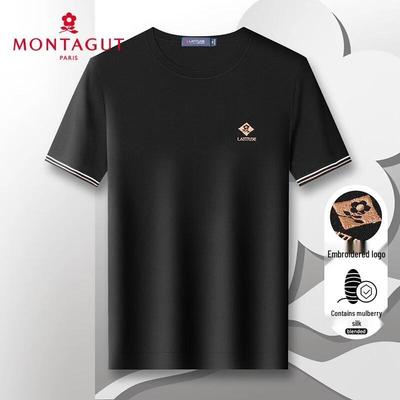 T-shirt in maglia ricamata estiva da uomo in misto seta MONTAGUT