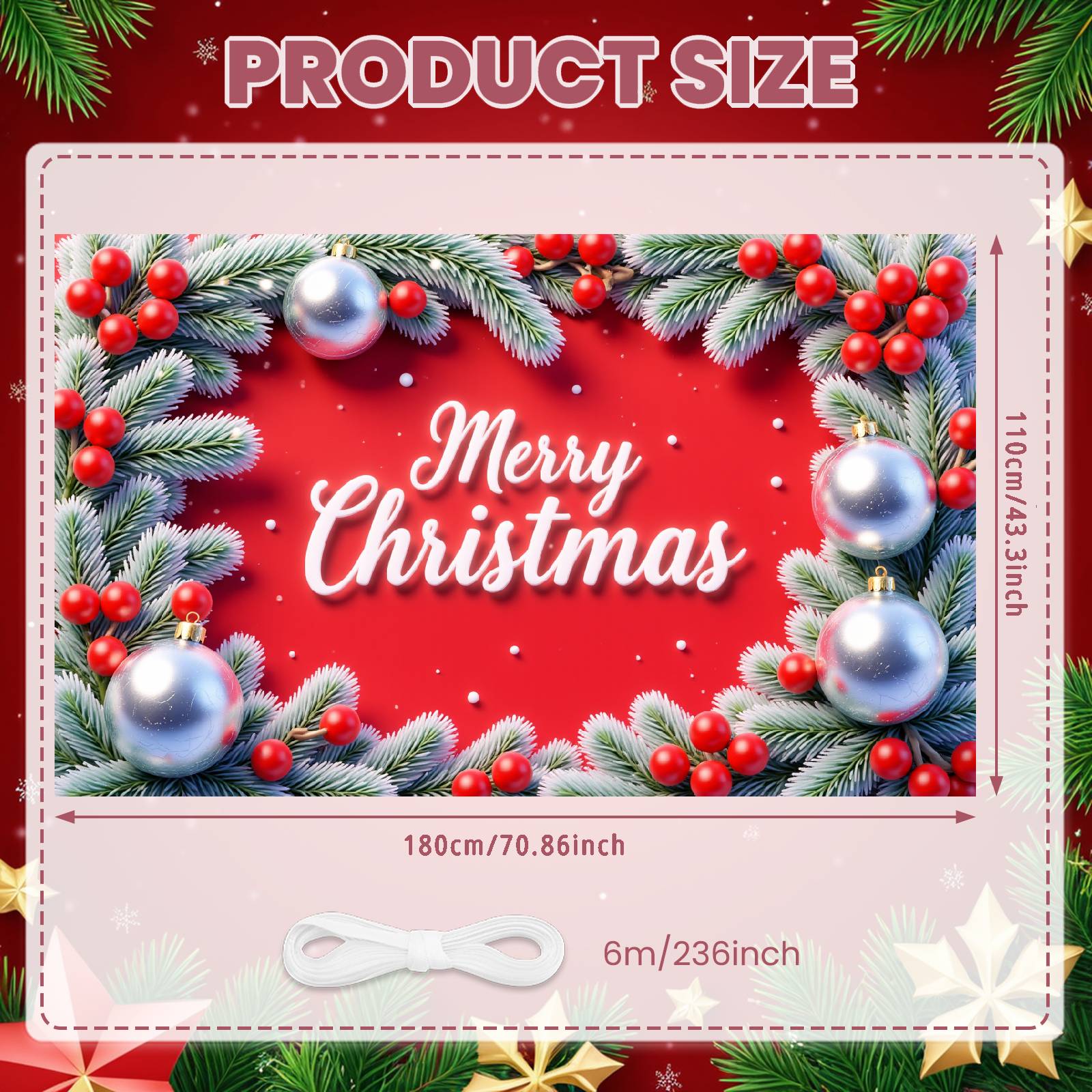 

Merry Christmas Banner Pine Branches Festive Decoration Christmas Decoration Decorative Ornaments Seasonal Banner For Holiday