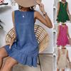 Spring Summer Women's Loose Round Neck Sleeveless Pocket Maxi Dress Casual Pullover Long Dress for Women