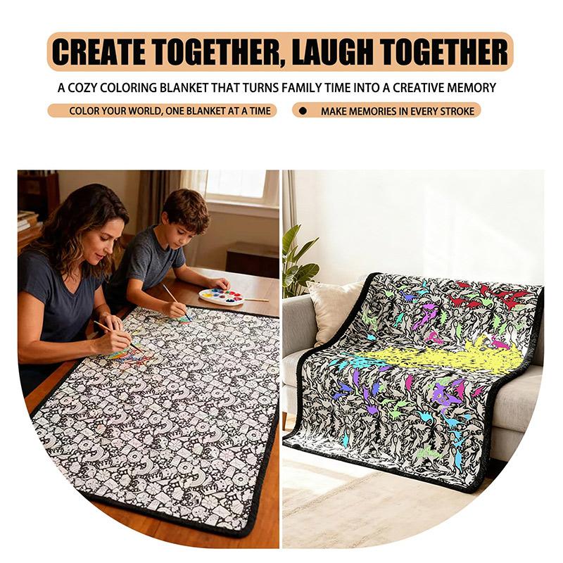 Diy Coloring Blanket With 24 Markers Color Your Own Cozy Velvet Throw Blanket For Kids Adults Creative Gift For Home Decor