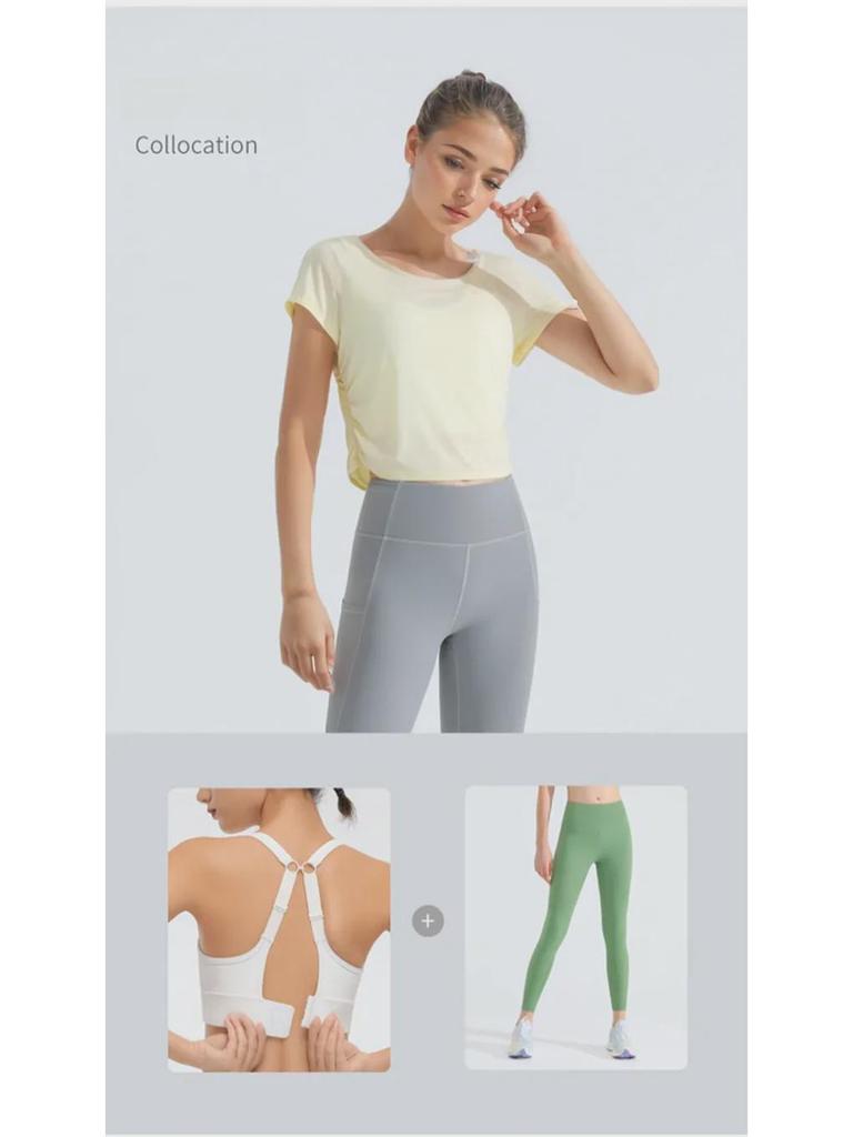 Kadın Nefes Alabilen Dar Kesim Yoga & Koşu Spor Tişörtü - Kısa Kollu, Yaz Stili