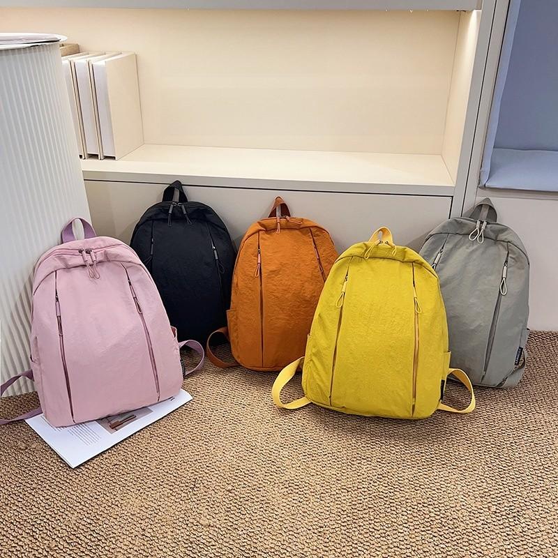 Solid Fashion Color Large Capacity Backpack Surface Inner Pocket School Travel