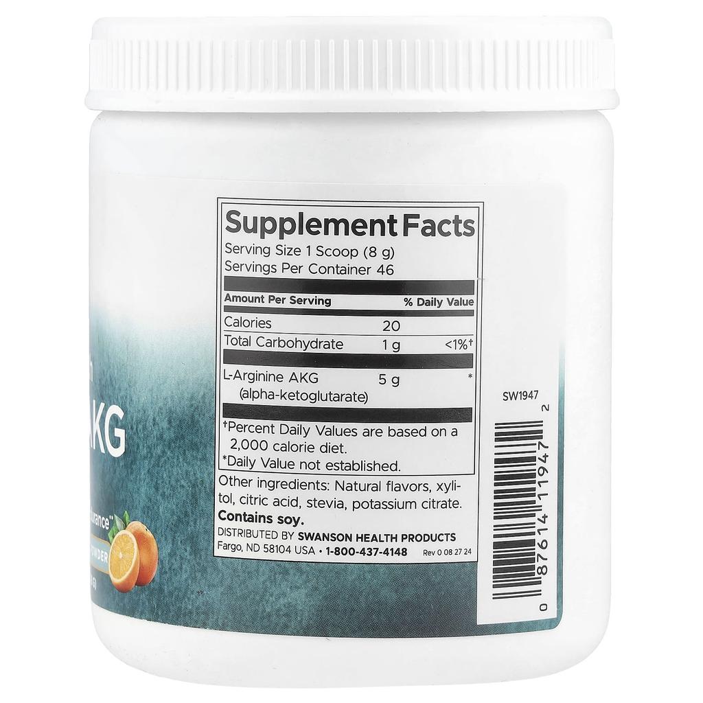 Maximum Strength L-Arginine Akg Powder, Natural Citrus, 368G (12.9Oz)