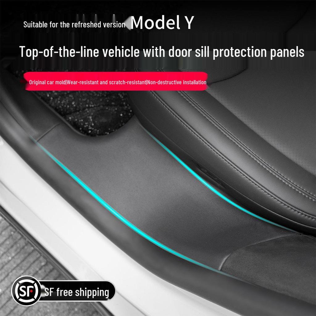 Tesla Model Y Door Sill Scuff Plates - Anti-Step TPE Welcome Pedals