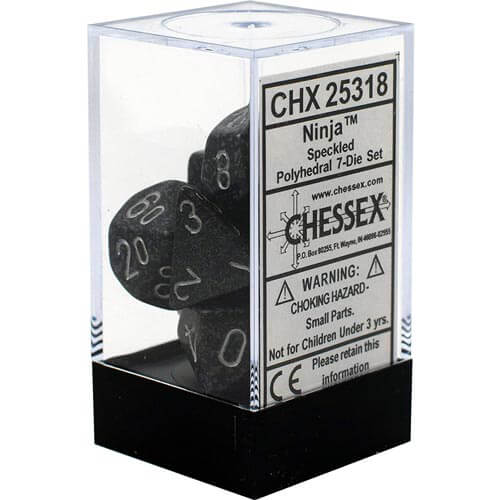 D7 Die Set Dice Speckled Poly (7 Dice) (Ninja)