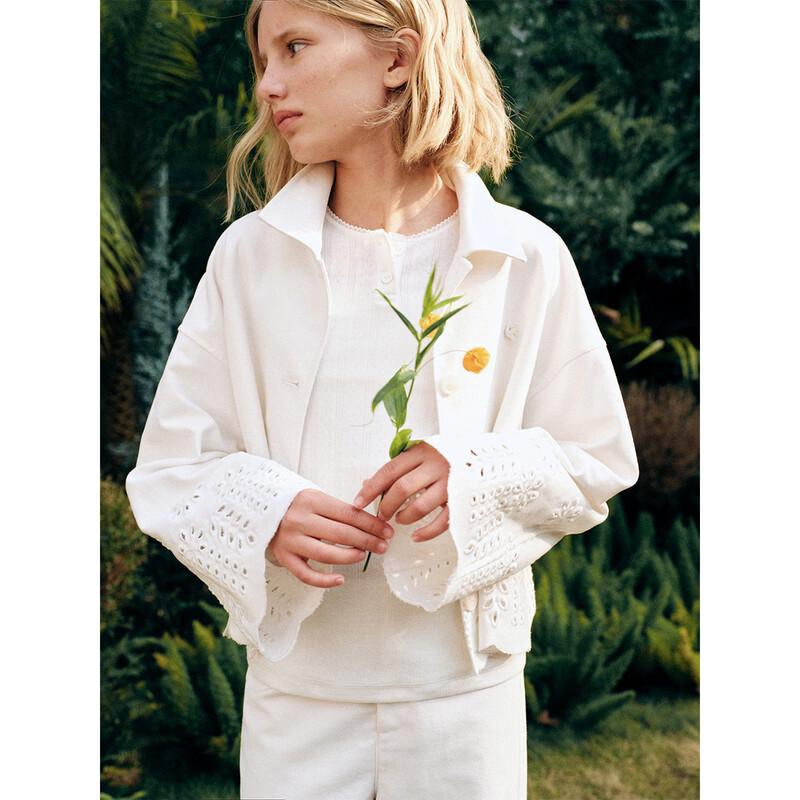 ELLE KIDS Girls' French Style Embroidered Denim Jacket