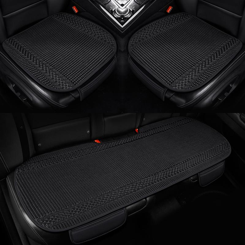 

Чехол на сиденье автомобиля SEAMETAL Ice Silk, полный комплект, дышащий нескользящий чехол на сиденье автомобиля, защита на четыре сезона, автомобильные аксессуары 2*Front+1*Rear чёрный